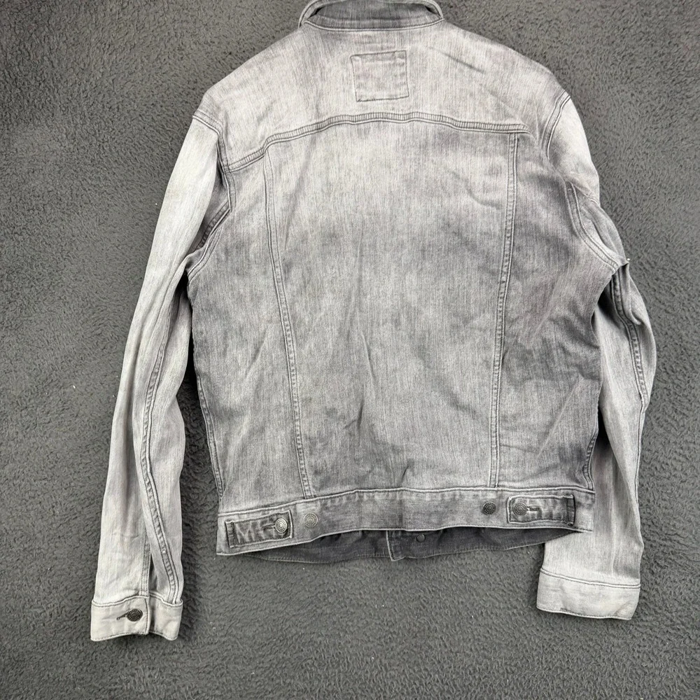 Express Mens Denim Trucker Jacket Medium Light Gray Acid Wash Cotton Blend